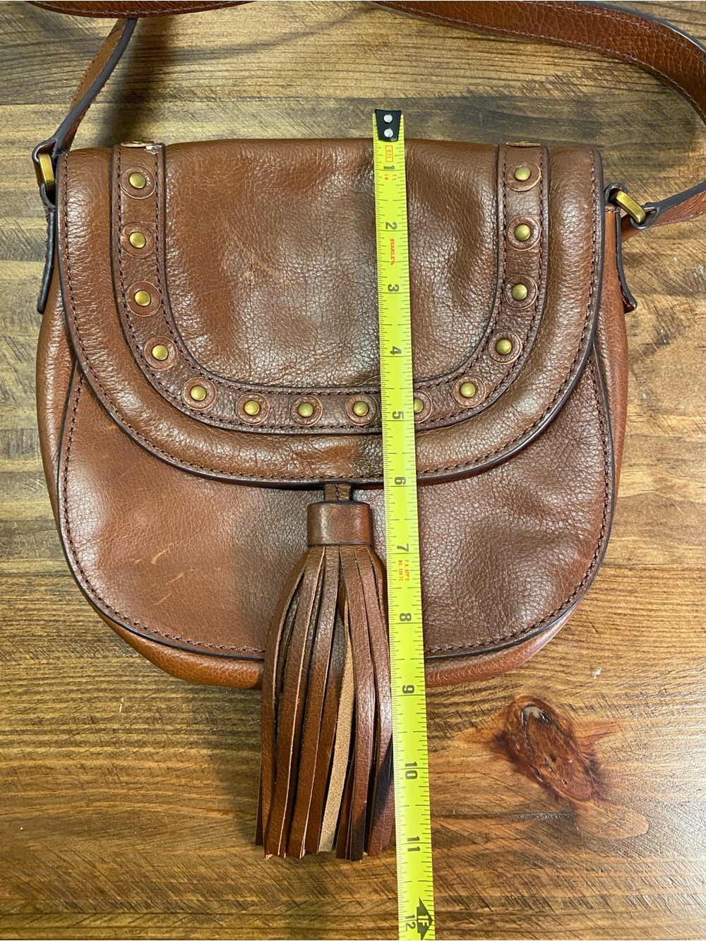 FOSSIL Women's Brown Leather Tassel Crossbody Bag | Western Bohemian Style - Picture 16 of 16